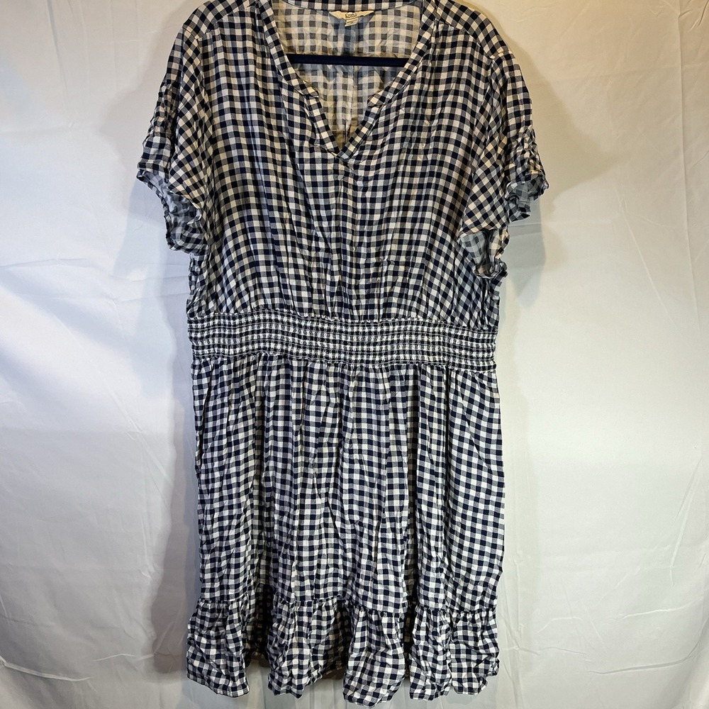 Croft & Barrow Women's Dress 3XL Blue‎ White Gingham XXXL Sun Dress Light Flowy